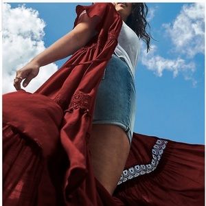 Torrid burgundy  crochet challis kimono